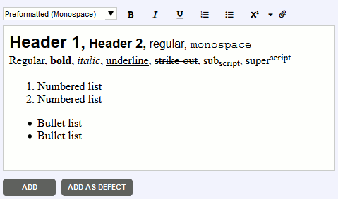 Rich-text formatting toolbar