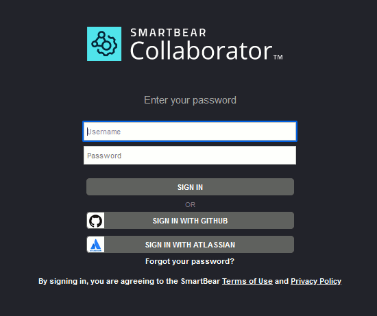 Login using GitHub or Atlassian accounts Login using GitHub or Atlassian accounts