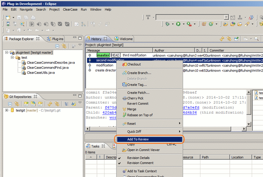 Adding Git commits to review Adding Git commits to review