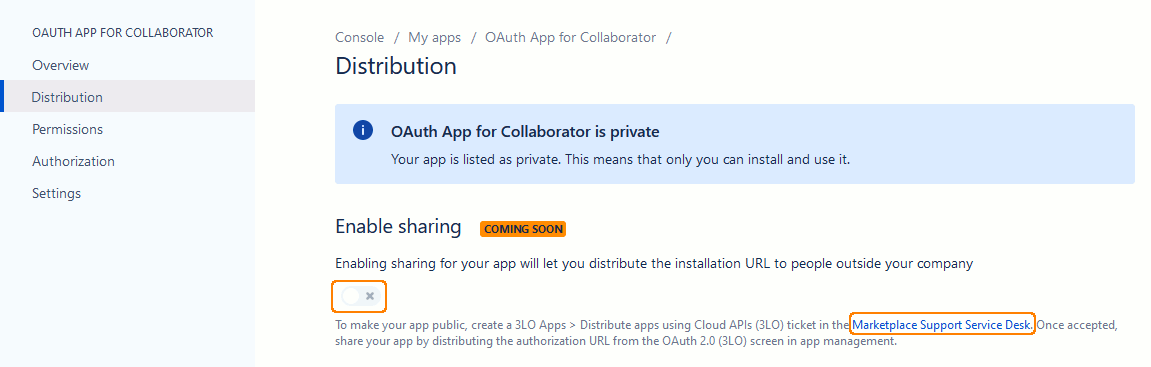 Enable sharing setting