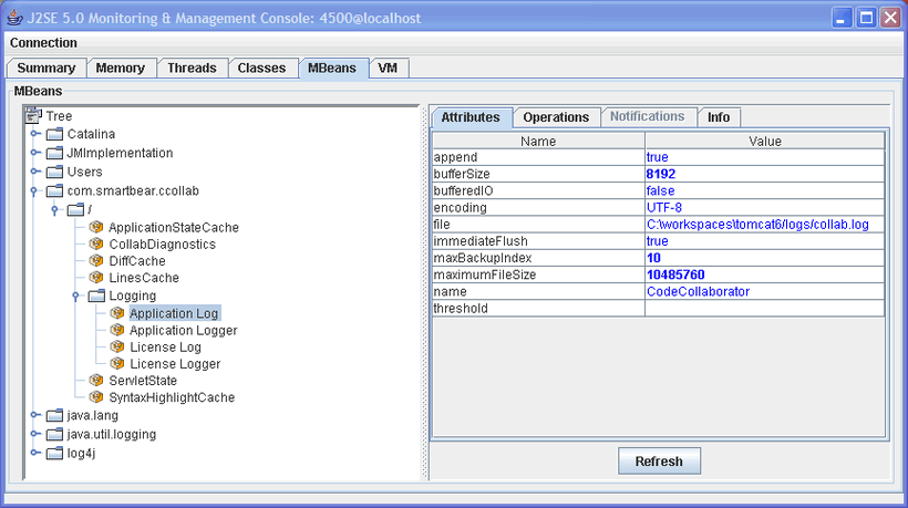 The JMX console The JMX console