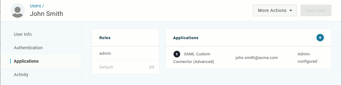 The user applications screen in OneLogin The user applications screen in OneLogin