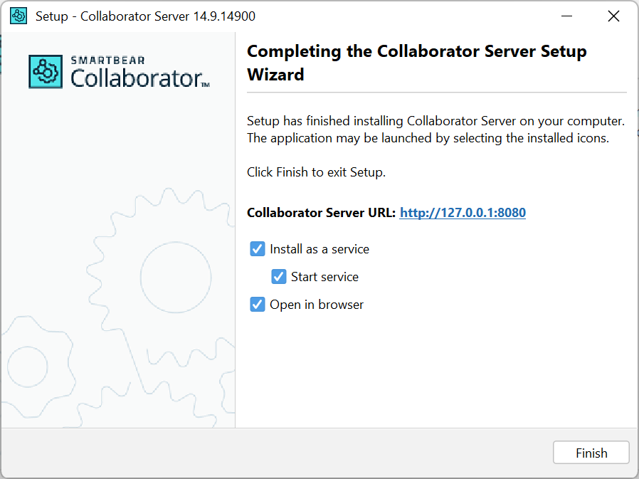 Installation wizard: The final screen