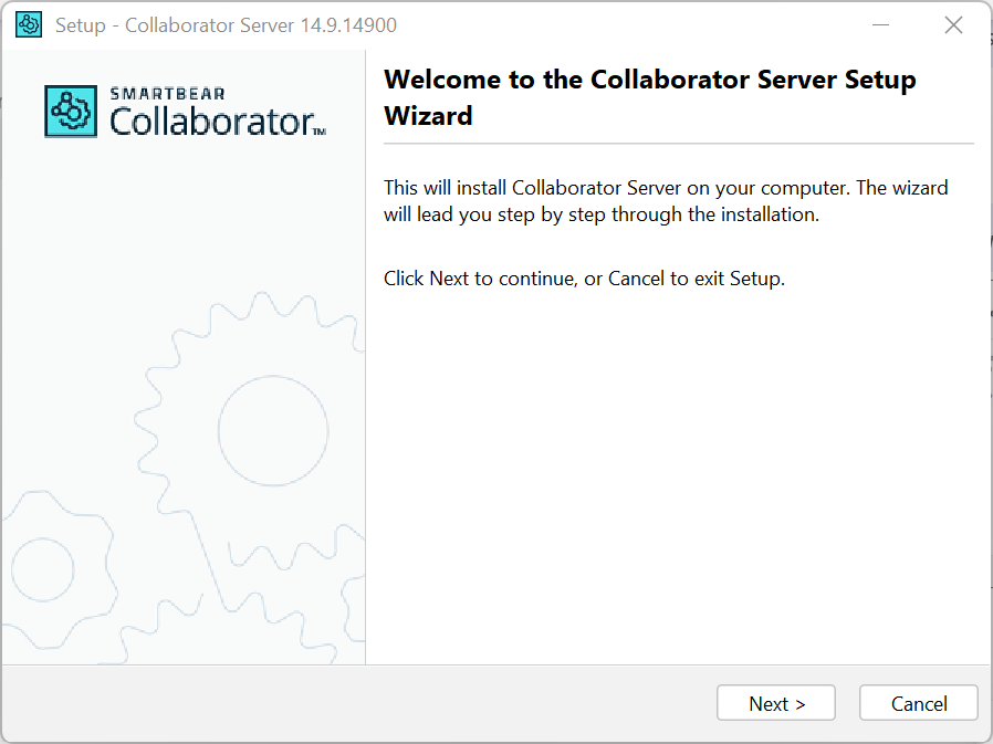 The welcome page of the installation wizard