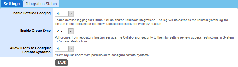 The Settings tab The Settings tab