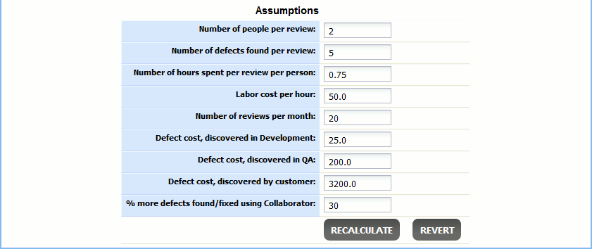 Savings report: The assumed values in metrics Savings report: The assumed values in metrics