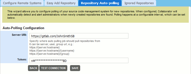 Integration with GitLab: Auto-polling Settings Integration with GitLab: Auto-polling Settings