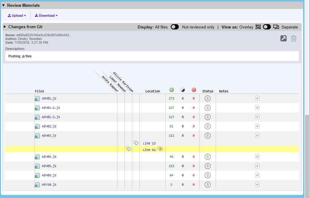 Review Materials section in Web Client Review Materials section in Web Client