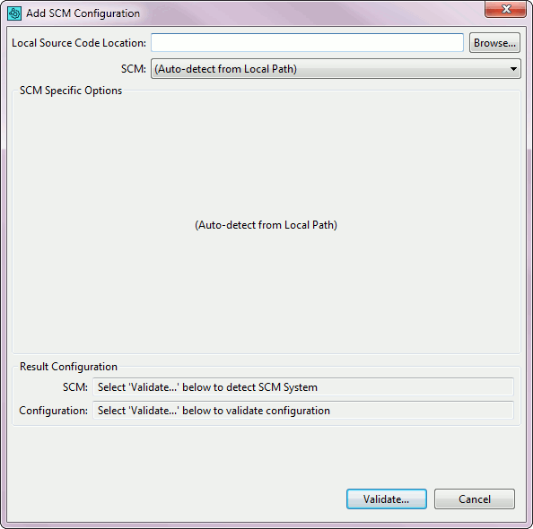 SCM Configuration dialog SCM Configuration dialog