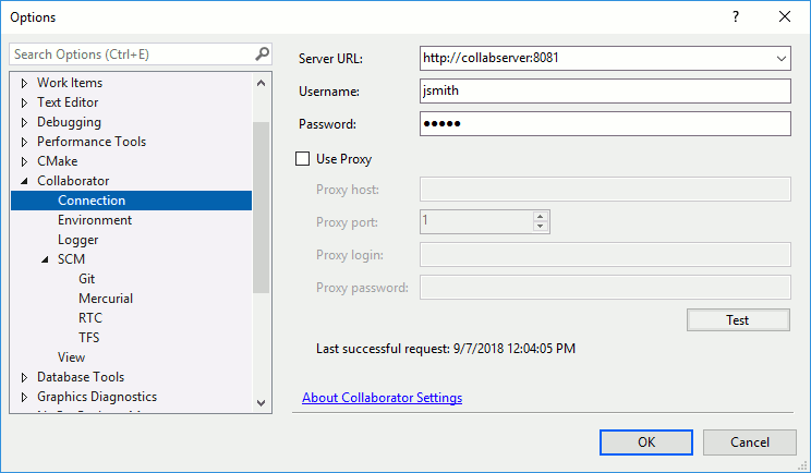 Connection settings Connection settings