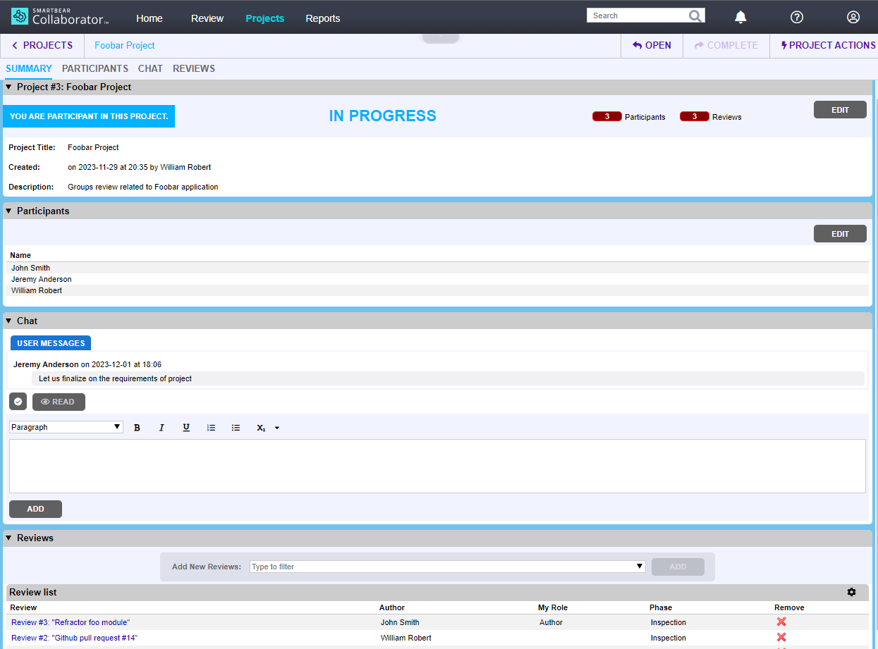 Project Screen in Web Client Project Screen in Web Client