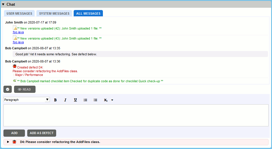 Chat section in Web Client Chat section in Web Client