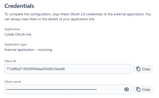 Incoming link credentials