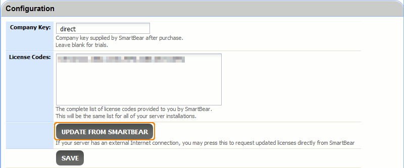 The Update from Smartbear button The Update from Smartbear button