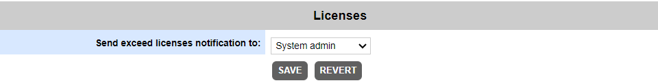 The Sending Licenses section in Settings The Sending Licenses section in Settings