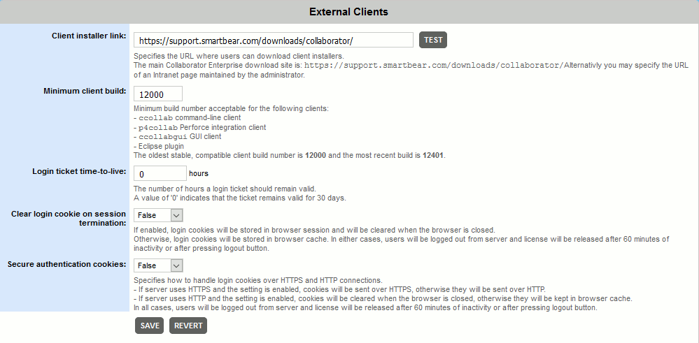 The External Clients tab The External Clients tab