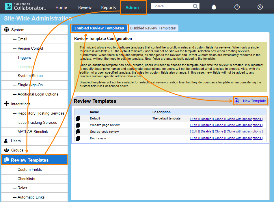 Create a review template Create a review template