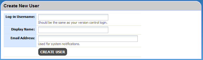 The Create New User form The Create New User form