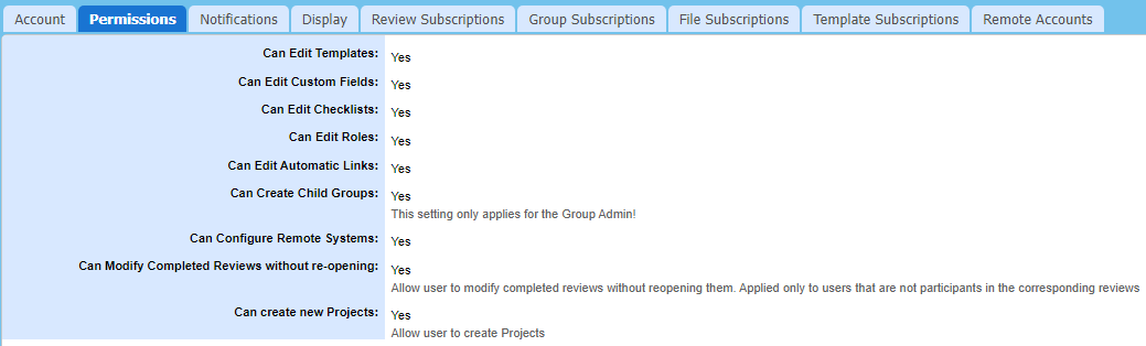 The advanced permissions The advanced permissions