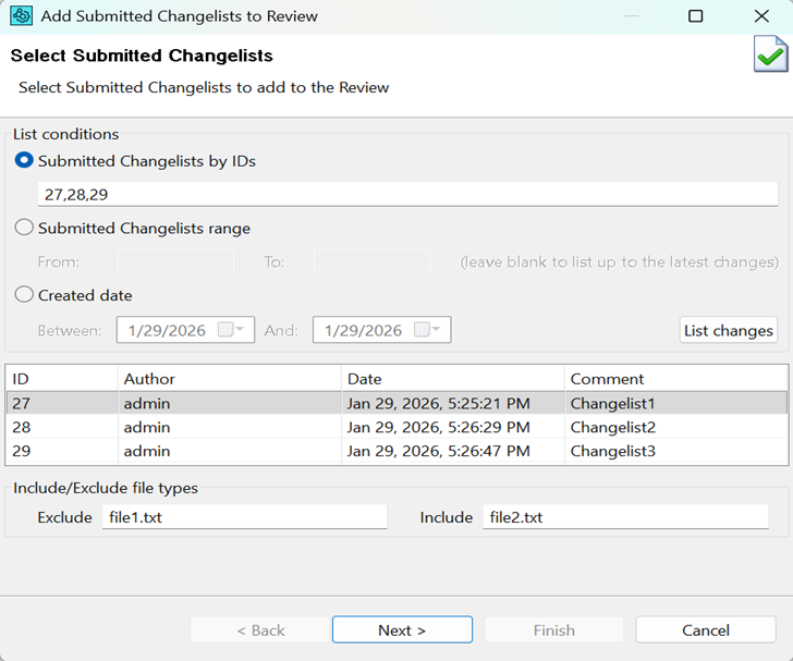 Add Perforce Submitted Changelists