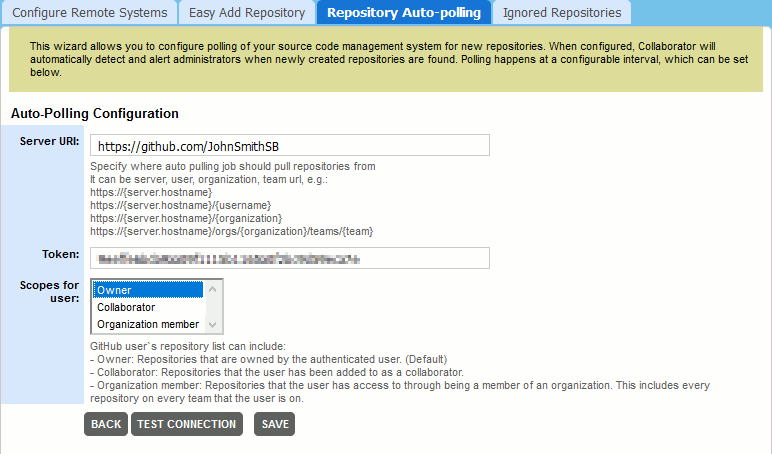 Integration with GitHub: Auto-polling Settings Integration with GitHub: Auto-polling Settings