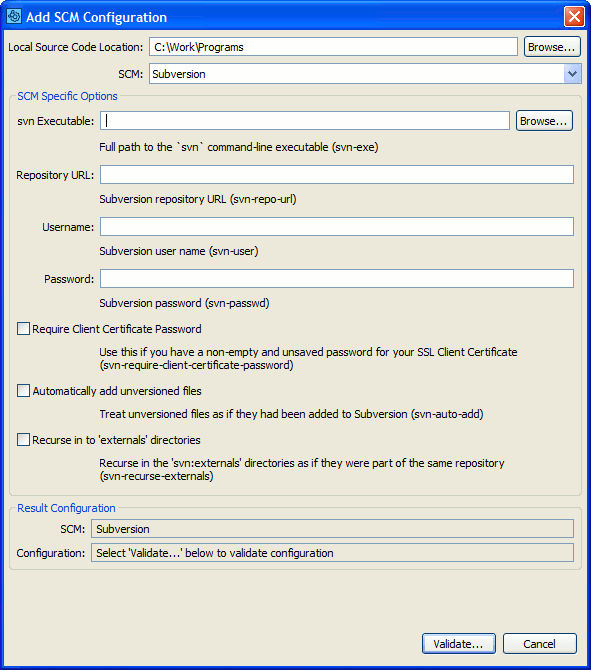 SCM Configuration: Subversion SCM Configuration: Subversion