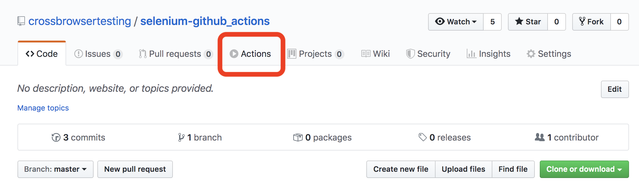 GitHub Actions button