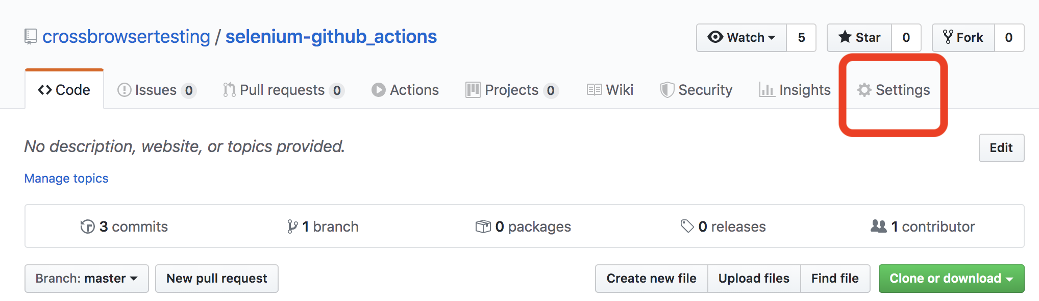 GitHub Actions settings