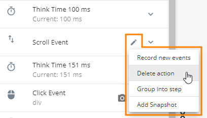 Delete a test event or step