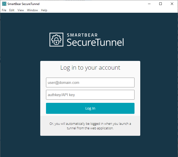 Starting the SecureTunnel desktop app