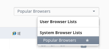 Popular browsers dropdown