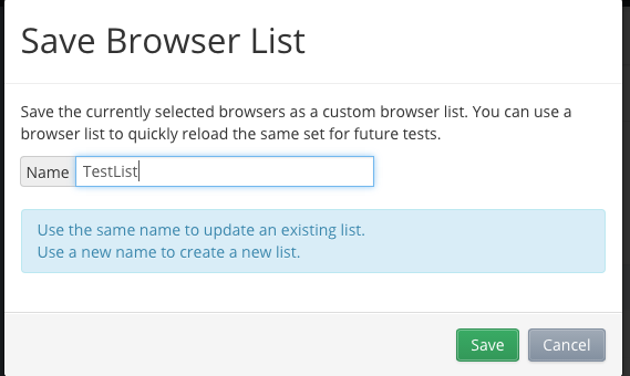Save browser list window