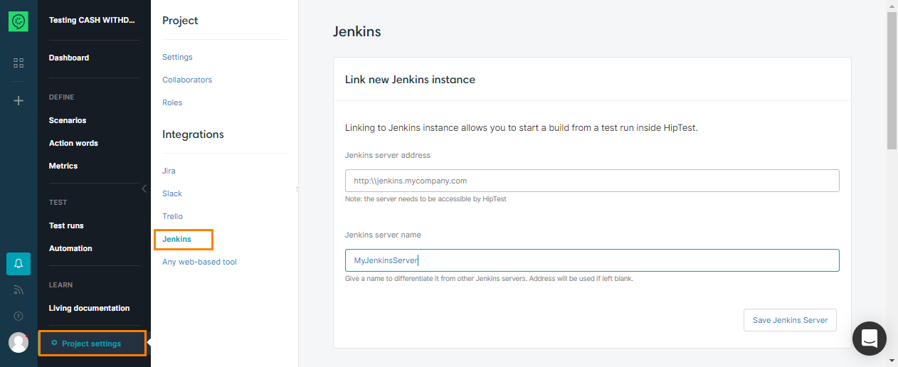 Link new Jenkins instance with CucumberStudio