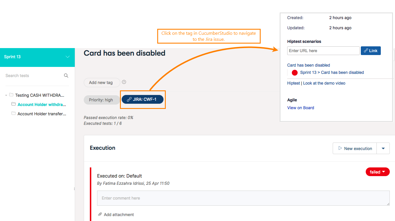 Navigation to a Jira issue