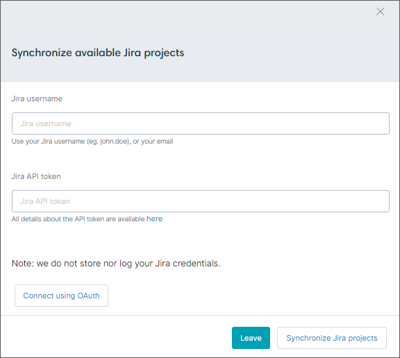 Synchronize available Jira projects