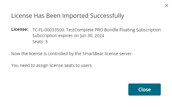 Notification on license import