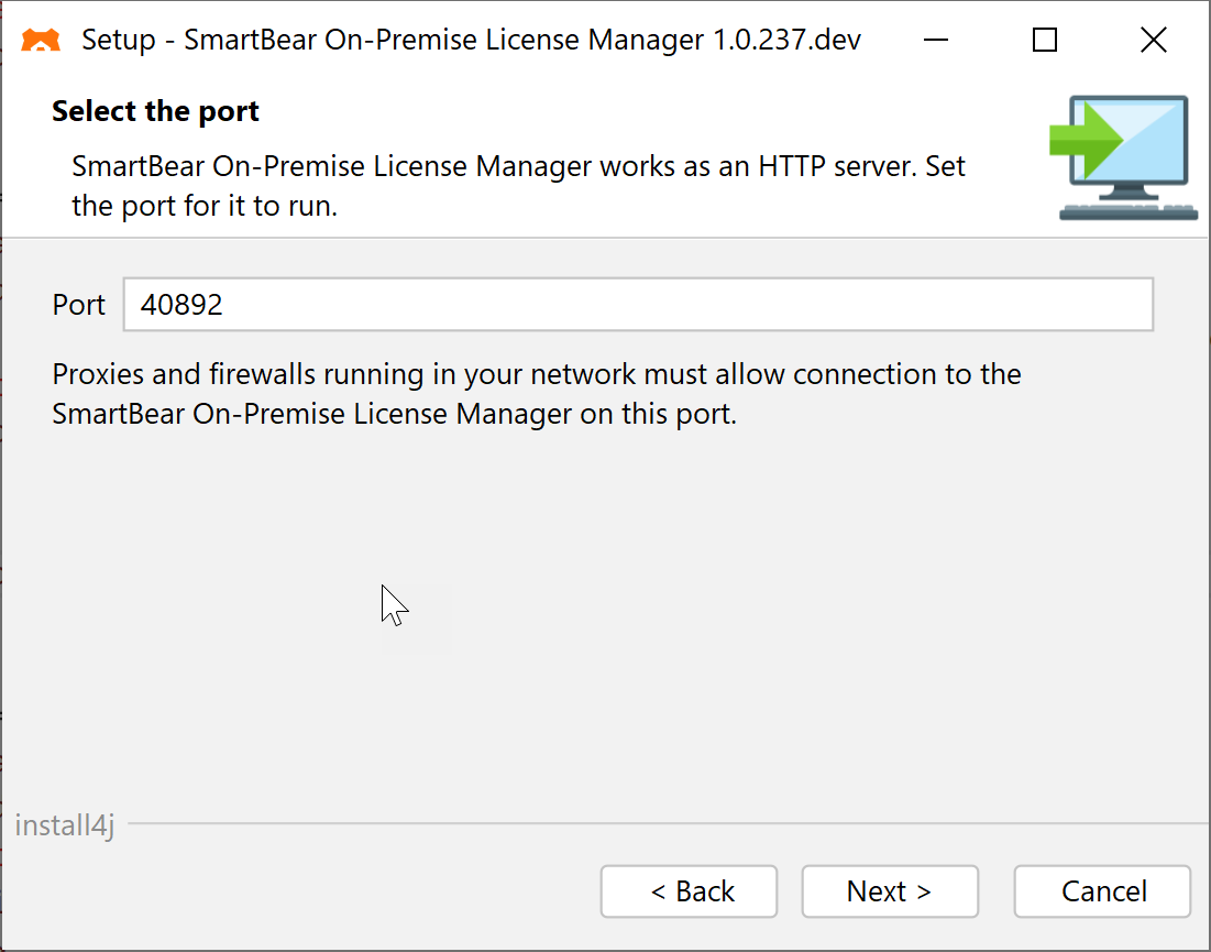 On-Premise License Server - Enter the port number