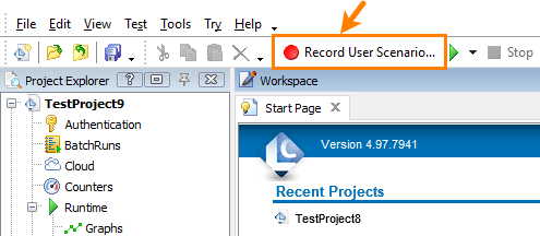 Start recording load test for an Oracle Forms application