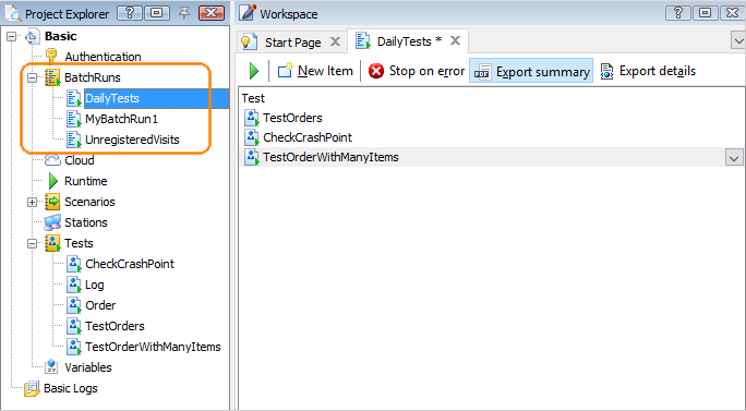 Load testing: Batch runs in LoadComplete