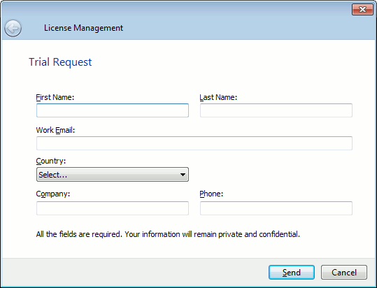 LoadComplete Trial License Request dialog