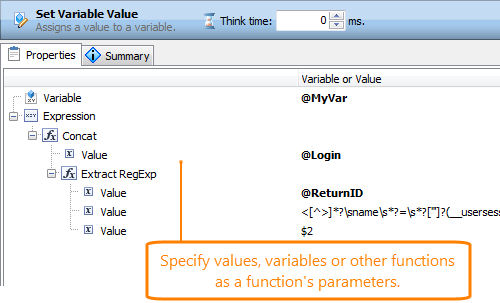 Specifying function parameters