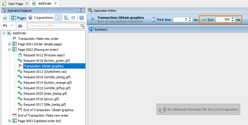 Set the SLA criterion for a transaction