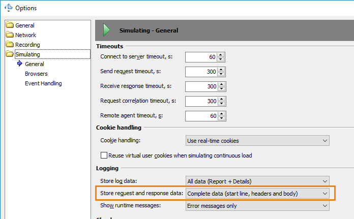 LoadComplete options: Store full headers and bodies