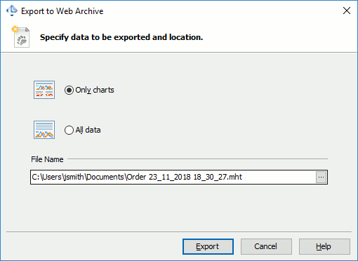 Export to Web Archive Dialog