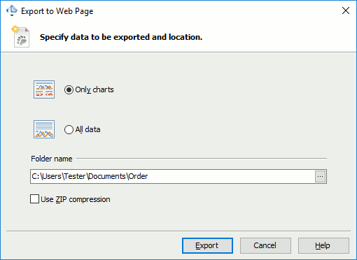 Export to Web Page Dialog