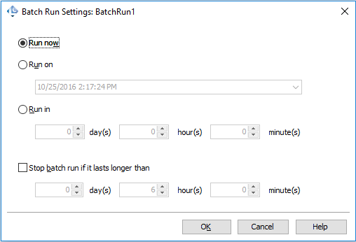 Specify the time to run the batch