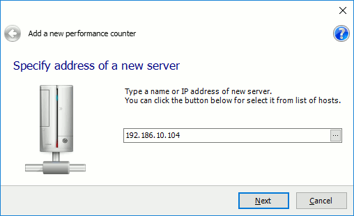 Monitoring server performance in LoadComplete: Specify the server to monitor