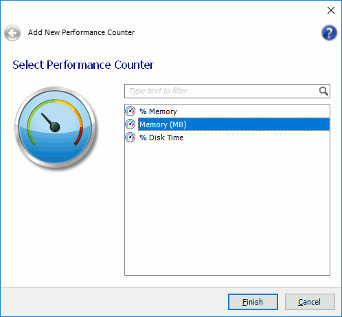 Select the Memory (MB) counter