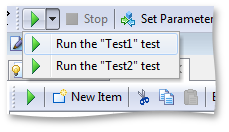 Running a test from the Test Engine toolbar