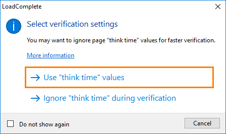 Selecting verification settings